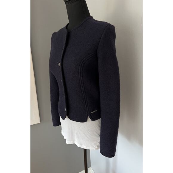 Geiger Austria Pure Boiled Wool Cardigan Women's 40 Blue Ornate Buttons Small - Picture 4 of 14